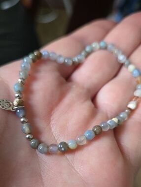 925 °SilverMulticolor Agate Beaded Women's Bracelet - Semi-Precious Stone 3mm